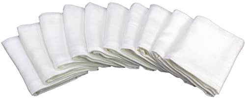 Clevere Kids Spucktücher 10er-Pack | 38x38cm | Öko-Tex 100 | 100% Baumwolle | 60°C waschbar | Mulltücher (weiß LUX)