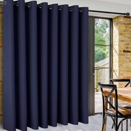 DWCN Gardinen Dunkelblau Raumteiler,H243xB457cm,Extra Breite Vorhänge Raumtrenner Hängend Blickdicht Thermovorhang Kälteschutz Gardinenschals Lärmschutz für Schlafzimmer,Wohnzimmer,Büro,1 Stück