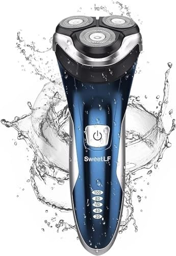 SweetLF 2025 Elektrischer Herrenrasierer für den Nass- und Trockengebrauch, wiederaufladbar, mit wasserdichter Technologie IPX7, Blau