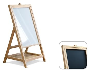 ALLboards Kinder Spiel-Tafel, Drehbare Holztafel für Kinder, zum Zeichnen, magnetisch, Höhe 79 cm