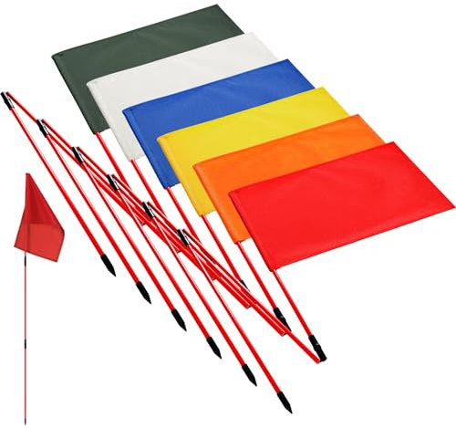 Motionchic 6 Set Golf Flag stick for Putting Green Golf Nylon Flags Pin Flags 3 Section Portable Putting Green Flagpoles for Backyard Practice Indoor Outdoor