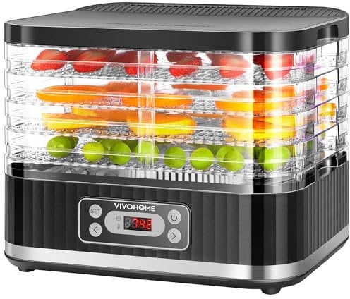 VIVOHOME Déshydrateur Alimentaire 5 Plateaux 400 W avec Minuterie Numérique 72 Heures et réglage de la Température pour Fruits Légumes viande Séchée Herbes Bœuf Champignons