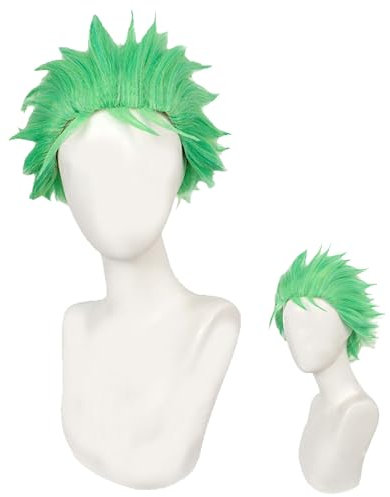 One Piece Zorro Perücke - Grünes Cosplay-Kostüm für Männer, Halloween Anime
