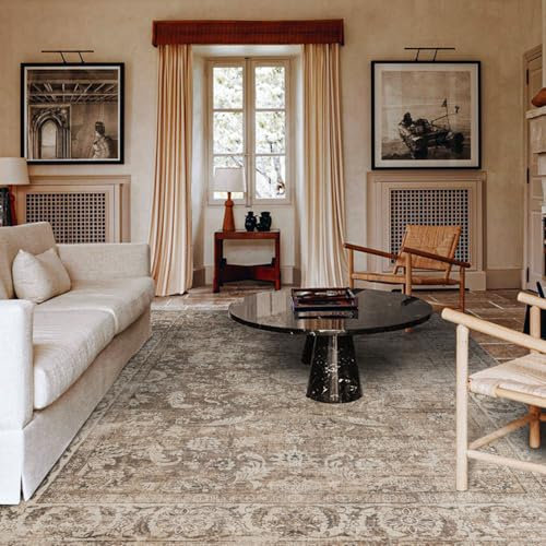 TALETA Teppich Wohnzimmer, waschbar, weicher Kurzflor Teppich für Wohnzimmer, Schlafzimmer - braun, Groß: 160 x 230 cm