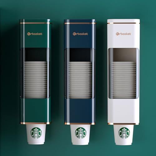 Supporto per bicchieri di carta,Portabicchieri automatico di carta,Dispenser bicchieri da parete, portabicchieri antipolvere,utilizzato in uffici,case e ristoranti,per bicchieri di plastica o di carta