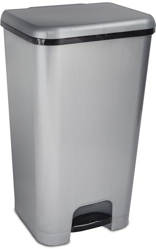 Hummelladen Mülleimer Treteimer 37 Liter eckig 30x33x59cm Grau Kunststoff - Pedal zum Öffnen und Schliessen - Küche Pedaleimer Papierkorb Eimer Abfalleimer Abfallbehälter Mülltonne Müll Mistkübel