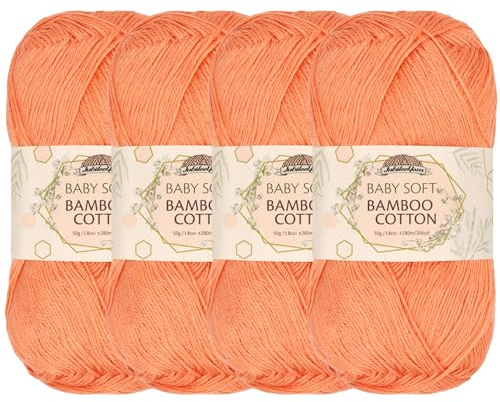 JubileeYarn Baby Soft Bamboo Cotton Yarn - 50g/Skein - COHO Salmon - 4 Skeins