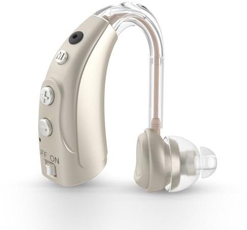 HIBRIQ Dispositivo Sonoro per Anziani con 4-EQ Modes, Noise Canceling e Controllo del Volume, HBQD-Gold
