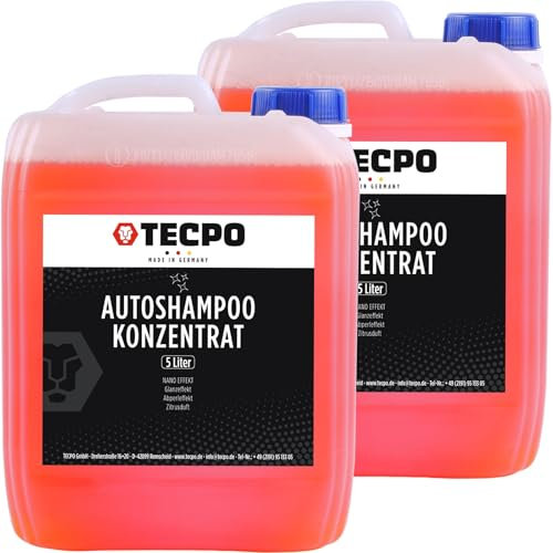 TECPO 2X Autoshampoo Konzentrat, 5 Liter für gründliche Reinigung | gegen hartnäckige Verschmutzungen | Nano | Glanz-Effekt | Abperleffekt