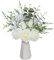 Tifuly Artificial Fake Flowers in Vase,White Roses Artificial Flowers with Vase,Silk Flowers Bouquet for Table Centrepiece Home Office Wedding Decoration