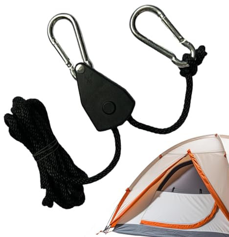 Seilrolle für Campingzelt, Campingseil mit Umlenkrolle mit Ratsche, für Markisen, Terrassen- und Dachzelte, Windseil für Markise, verstellbar, robust, Ratsche für Co