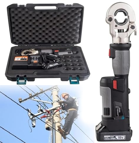 Mosnesrt Pinza Crimpatrice Idraulica Manuale, Pinza a Capicorda Autoregolante 180°, per Terminali in Rame e Alluminio, con Batteria da 4,0 Ah, Campo di crimpatura 16-300 mm², 1PC MEZ-300