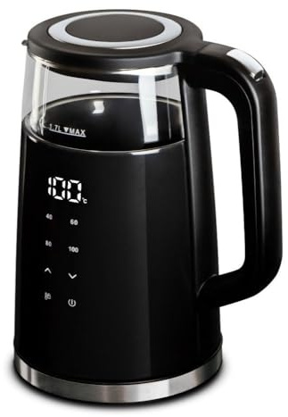 Berlinger Haus Wasserkocher mit Temperaturregelung digital 1,7 l Black Silver Collection BH-9476