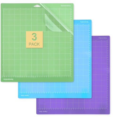 LEAZZLE 3 Stück 12 x 12 Schneidematte Set fur Cricut Maker 3/Air/Air 2/Explore 3, Schneidematte mit 3 Verschiedenen Klebern, Cricut Matte mit Staubdichtem Film fur Nähen Quilten (30,5 x 30,5CM)