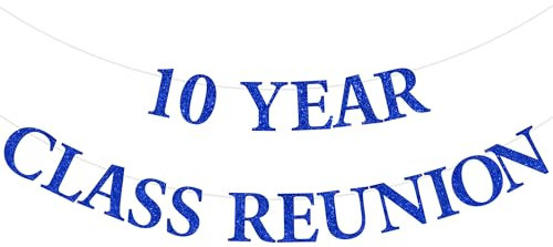 JOYMEMO 10 Year Class Reunion Banner Blau 10th School Studenten Reunion Dekorationen Glitzer Papier Banner für 10. Klasse 2015 High School Welcome Back Party