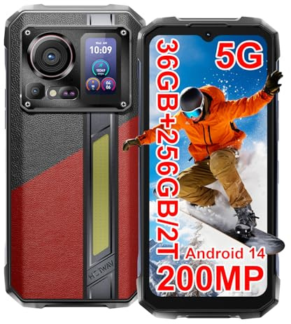 HOTWAV Hyper 7 Pro 5G Rugged Phone, 36GB + 256GB/2TB Android 14 Waterproof Phone, 6.6FHD+ 2K Display Cell Phone, 10800mAh Battery, 200MP + 32MP Camera, Octa Core, Dual Sim, NFC, OTG, 120Hz, 33W, GPS