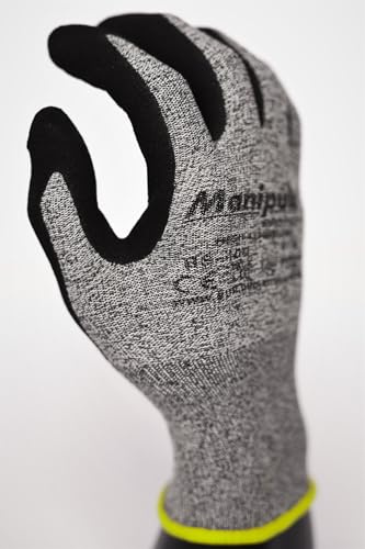 MANIPULA PROTECT BS 400 PPE Safety Work Gloves Elite Nylon & Spandex Sandy Nitrile Coated Abrasion and Oil Resistant Grip Dust-Proof Ideal for General Purpose, Breathable & Washable. (3, 8 / M)
