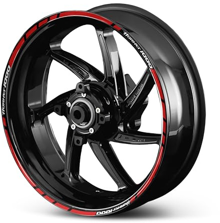 Adesivi cerchi compatibili con honda hornet 1000 rossi e bianchi ruote 17 pollici (red)