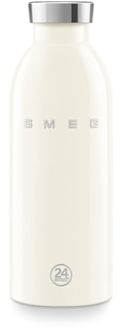 Smeg x 24Bottles Clima Bottle, 500 ml Isolierte Edelstahl Trinkflasche WBF01CR, Doppelwandige Isolierung und Luftdichter Verschluss, 24h Kalt & 12h Heiß, Creme