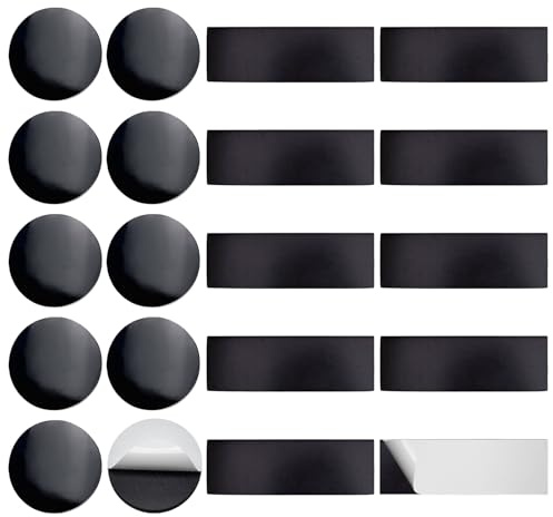 MADGININE 20 Pcs Magnetic Sticky Pads, Round and Rectangle Magnetic Strips Self Adhesive, Magnet Stickers for Cabinets Wall Mobile Phone Holder
