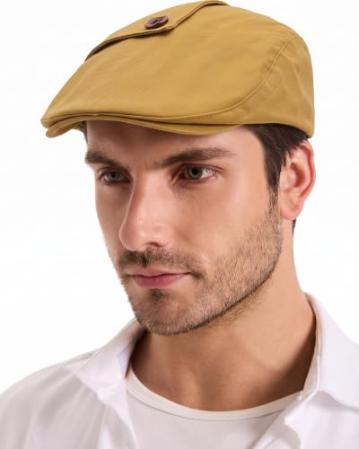 ZLYC Men Cotton Flat Cap Lightweight Ivy Driving Hat Newsboy Hats | Lightweight and Breathable for Summer