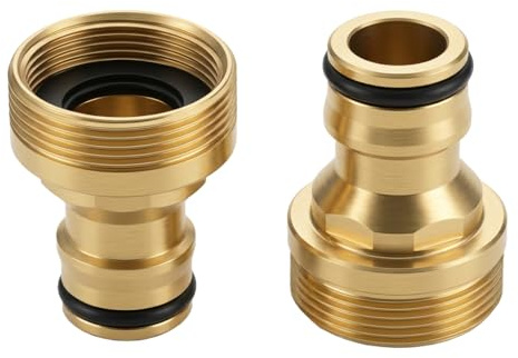 Lot de 2 Universel Adaptateur Robinet Cuisine Laiton, 22mm 24mm | Adaptateur Connecteur Rapide Tuyau pour Mitigeur Arrosage, Raccord Anti-Fuite, pour Évier Jardin Salle de Bain, Doré
