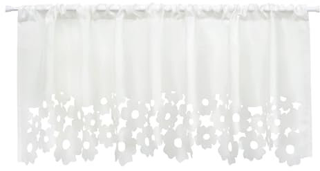 Joyswahl Scheibengardine Stangendurchzug Bistrogardine »Christa« Mit Lasercutabschluss Gardine Stores HxB 45x90cm Weiß 1er Pack