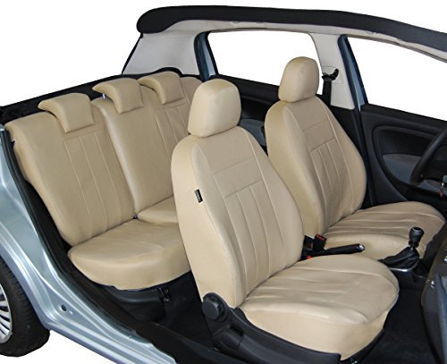 ERJOT Maßgefertigte Kunstleder Sitzbezüge kompatibel mit Citroen Berlingo II Schonbezüge Autositzbezüge in Beige