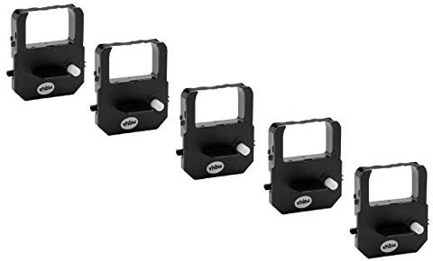 vhbw 5x Farbband Schriftband kompatibel mit Simplex 300, 1602, EP40, EP800 Nadeldrucker, Bondrucker - Schwarz