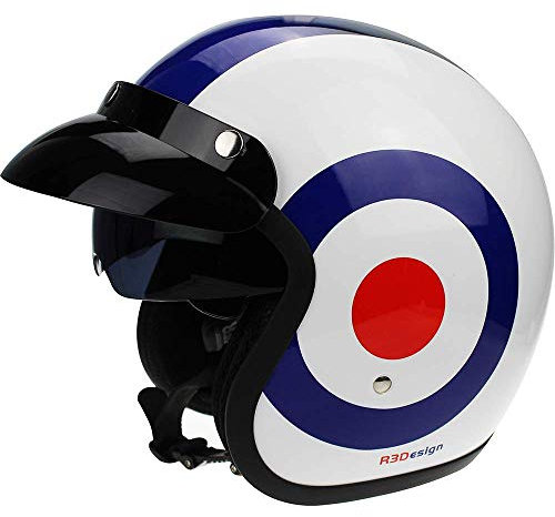 Viper RS-V06 Open Face Scooter Motorcycle Motorbike Helmet - Target - White/Blue/Red - L