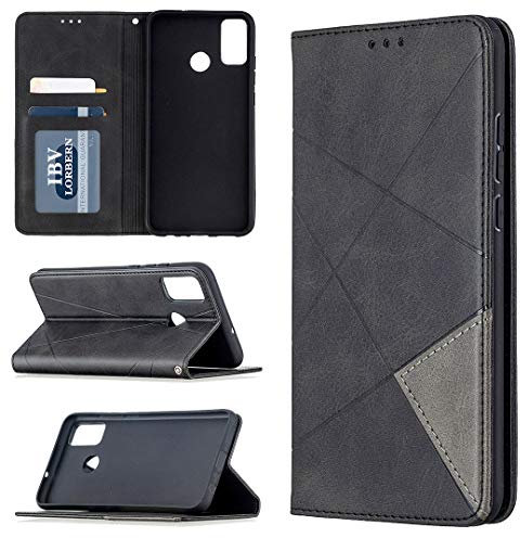 QiongniAN Cover per Huawei P Smart 2020,Custodia per Huawei P Smart 2020 POT-LX1A Pot-LX3 POT-L21A / Nova Lite 3+ Custodia Portafoglio in Pelle Flip Case Black