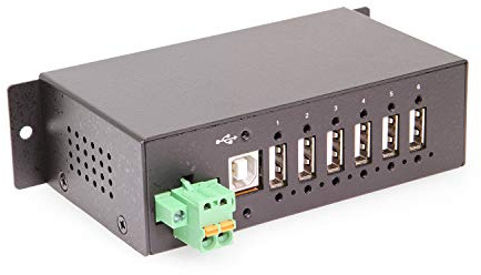 Coolgear 6 Port Managed USB 2.0 Hub with DIN-Rail Mount, Individual Port Control, and Surge Protection