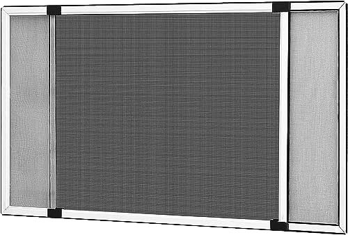 Mosquitera extensible de aluminio blanco, Mosquitera fija extensible color blanco adaptable a ventanas, anti-insectos (mosquitos o moscas) (50x70-130)