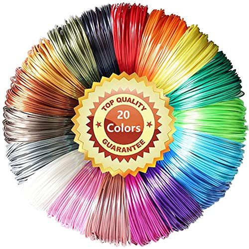 LELYFIT PLA 3D-Stift-Filament, 20 Farben, je 5 m – PLA-Filament für 3D-Stift, 1,75 mm, 3D-Stift-Farben, 3D Druck Filament Farbsatz