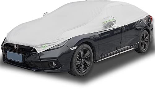 Blueshyhall halbgarage für Auto Frontscheibenabdeckung Autoabdeckung Halbgarage Auto abdeckplane Wasserdicht Staubdicht autoabdeckung autoabdeckung für Winter Sommer (Aluminiumfolie und Baumwolle)