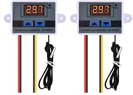 Diymore Controlador de Temperatura Digital,DC12V Módulo de Controlador de Temperatura del Termostato W3001 con Sensor(2PCS)