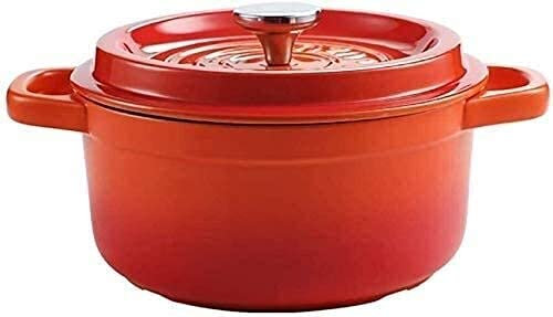 Olla de Barro para Cocinar Cazuela de Cerámica con Tapa, Sopera de Doble Asa Olla de Barro Sopera, Cazuela de Olla Resistente al Calor (Naranja 3l)
