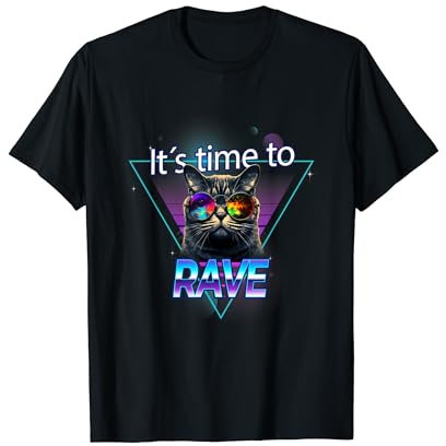 Rave trippy trance Katze Electro Goa Festival Outfit T-Shirt