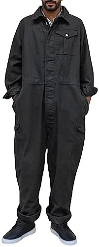 Arbeitsoverall Herren Overall Arbeitskleidung mit Taschen Loose Fit Latzhose für Männer Einfarbig Arbeitsoverall Schutzoverall Schutzanzug Loose Fit Overall