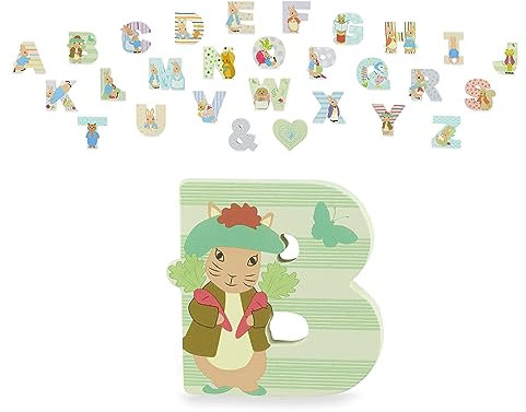 Peter Rabbit Wooden Letters by Orange Tree Toys, Letter B with Benjamin - Alphabet Animal Letter for Personalised Baby Name, Toy Box, Door, Wall Decorations, Animals Nursery Decor, Boys Girls Bedroom