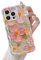 QLTYPRI Case for iPhone 13 Pro, Colorful Retro Oil Painting Flower Pattern Cute Curly Wave Frame Exquisite Phone Case for Girls Women, Shockproof TPU Protective Phone Cover for iPhone 13 Pro - Green