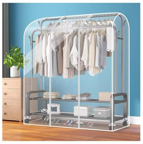 JT2D Copri Abiti da Armadio, Copertura per appendiabiti Copriabiti con Cerniera Lunghi per Appendiabiti, Copertura Protettiva Antipolvere per Stand Appendiabiti per Camicie, Cappotti 50x150x120cm