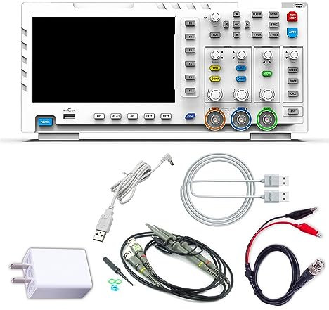 Osciloscopio digital, Osciloscopio de escritorio 1014D 100MHZ * 2 1GS/s 2 en 1 Osciloscopio digital de doble canal 10MHZ Generador de señal Portátil y fácil de usar