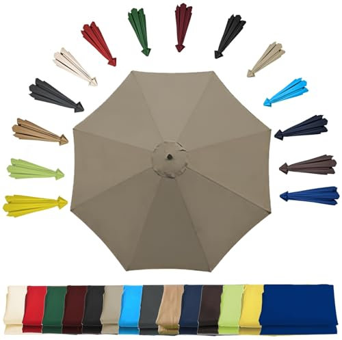Ersatzschirm für Sonnenschirm, 2,0 m, 2,7 m, 3,0 m, Ersatztuch für Regenschirm, 6 Rippen, 8 Rippen, Markttischschirm, Überdachung, Gartenschirm, Überdachung, UV50+ wasserdicht, Farbe oben:, 8 ribs-2.7