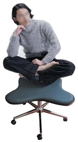 JLXJYS Kniestuhl Hebbarer ergonomischer Bürostuhl zum Knien mit Rückenlehne, Verstellbarer Schreibtischstuhl Hocker für Heimbüro - Blau Off-weiß, Meditationsstuhl/Cross Legged Kneeling Chair(Blue)