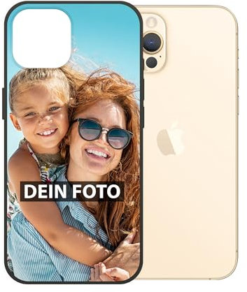 PR Print Royal Personalisierte Handyhülle für Apple iPhone 12 Pro - Selbst gestalten mit Foto und Text - Schwarze Hülle aus Silikon für iPhone 12 Pro