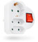 feletec 3-fach Steckdosenadapter 1x Schuko, 2x Euro, weiß, mit Schalter, Mehrfachstecker, Mehrfachsteckdose