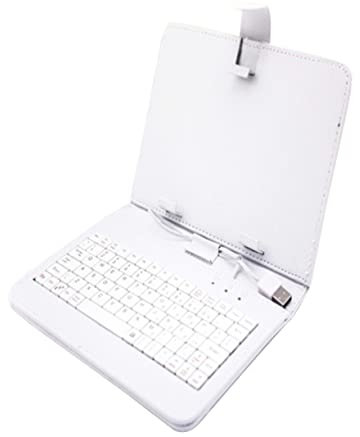 Artibetter Tablet Keyboard Case with Leather Cover Multi-functional Stand and Protector for Devices White