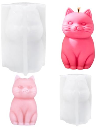 XNAUVOI Moule Silicone Chat,3D Moule en Silicone Chat,Moule Bougie Silicone,Moule en Forme D'animal Mignon,Moule à Pâtisserie Chocolate Candy