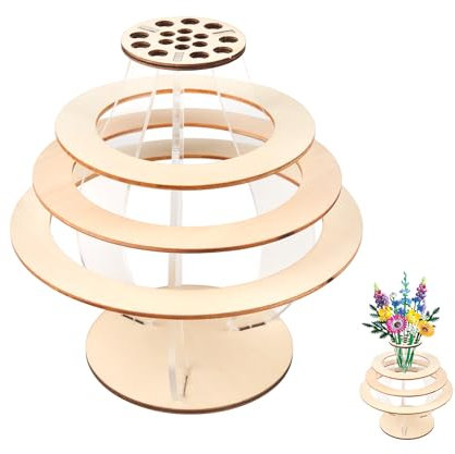 Vaso per fiori Lego, kit di vasi in legno acrilico fai da te per rose Lego, orchidea, fiordaliso, gerbera, girasole, tulipano, crisantemo, giglio, stella alpina, fiori